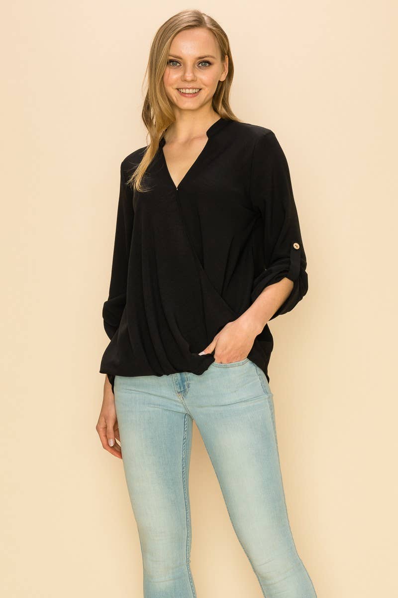 WRAP V NECK BLOUSE