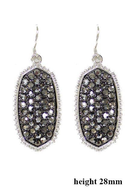 Pave Rhinestone Oval Hexagon Drop Earrings