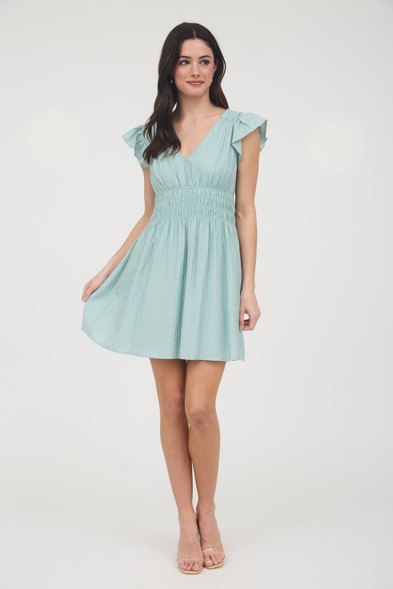 RUFFLE SLEEVE MINI DRESS