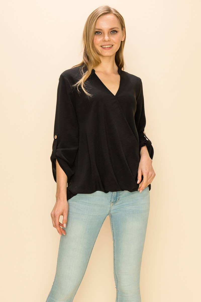 WRAP V NECK BLOUSE