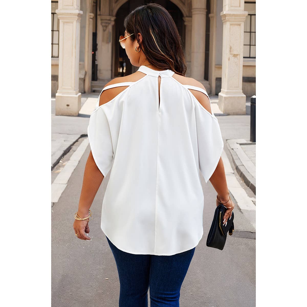 Plus Halter Open Shoulder Top