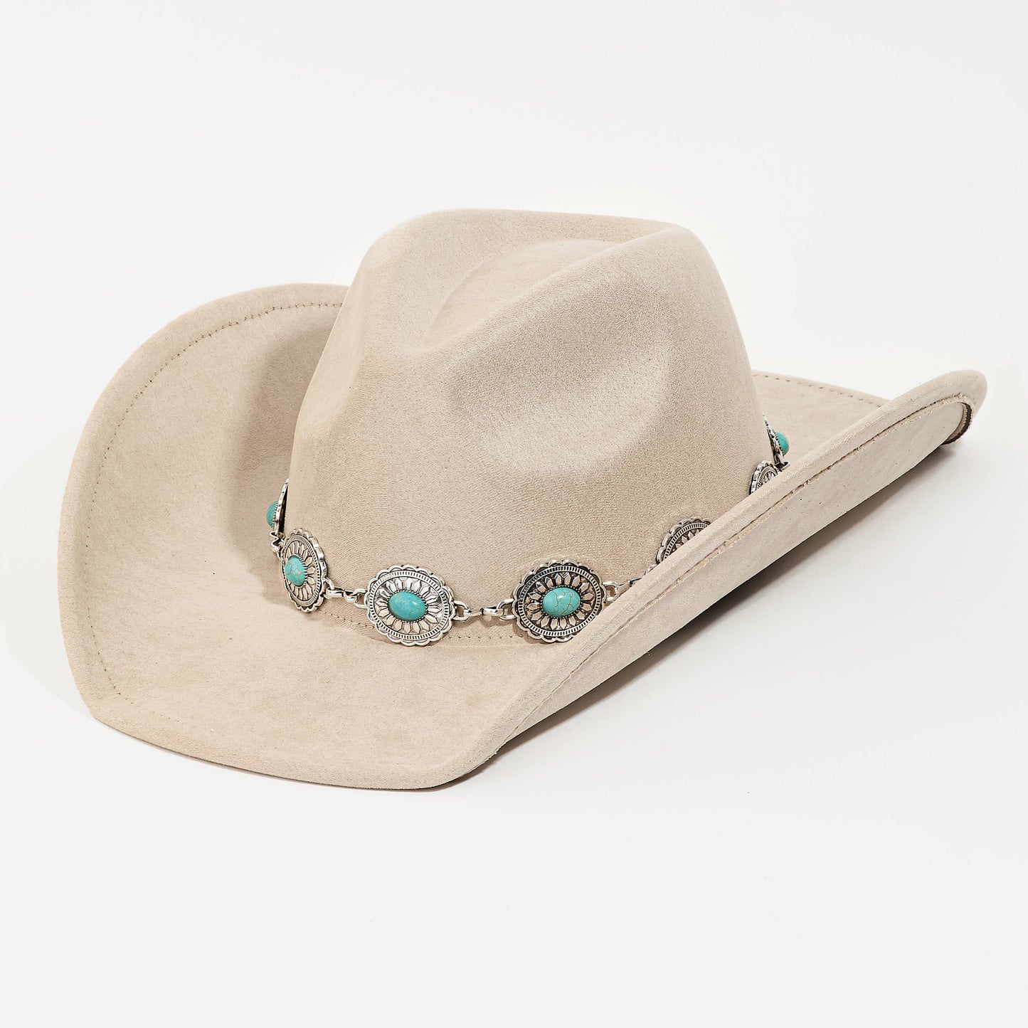 Turquoise Oval Stone Strap Cowboy Hat