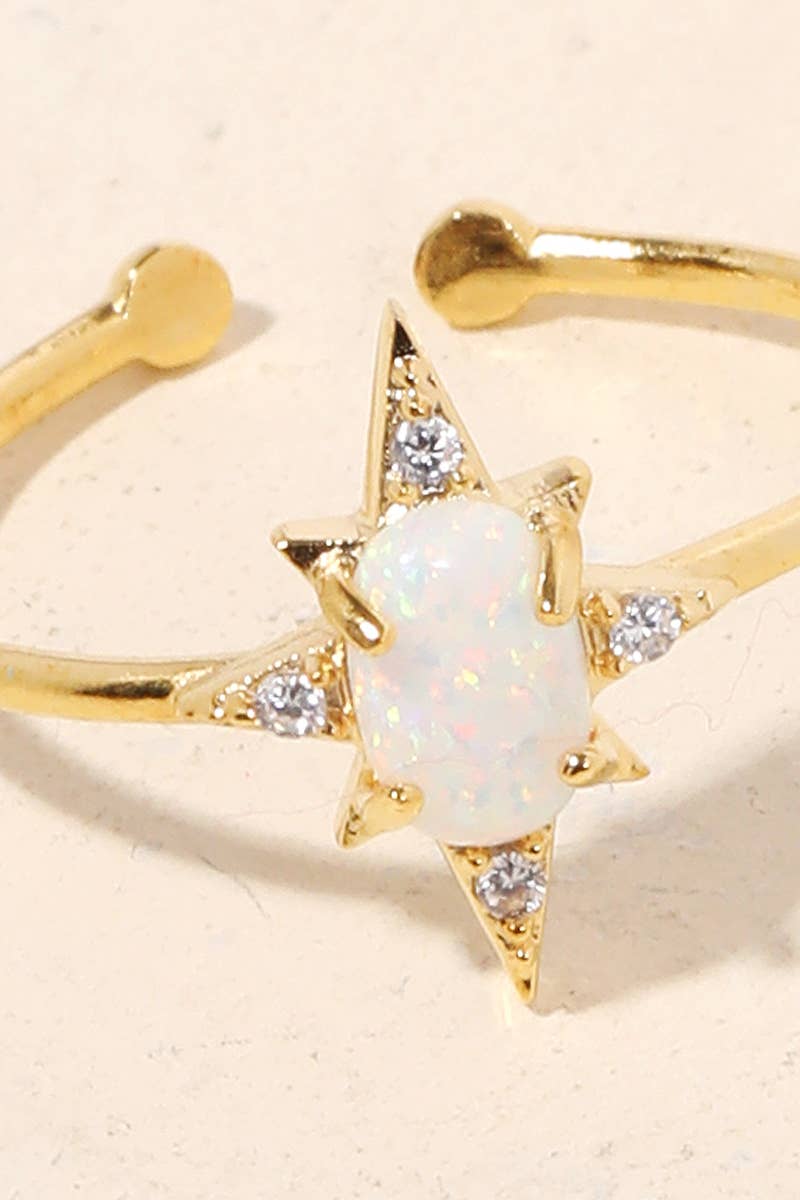 Opal Star Adjustable Ring