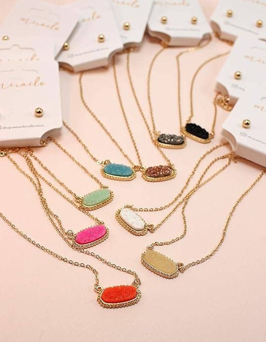 Eloise Druzy Oval Pendant Necklace