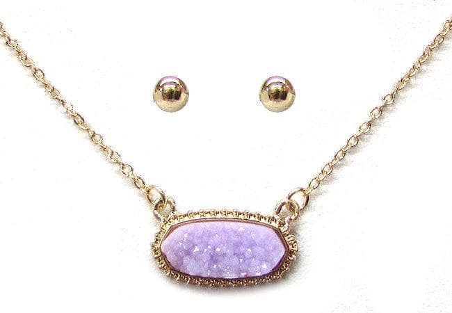Eloise Druzy Oval Pendant Necklace
