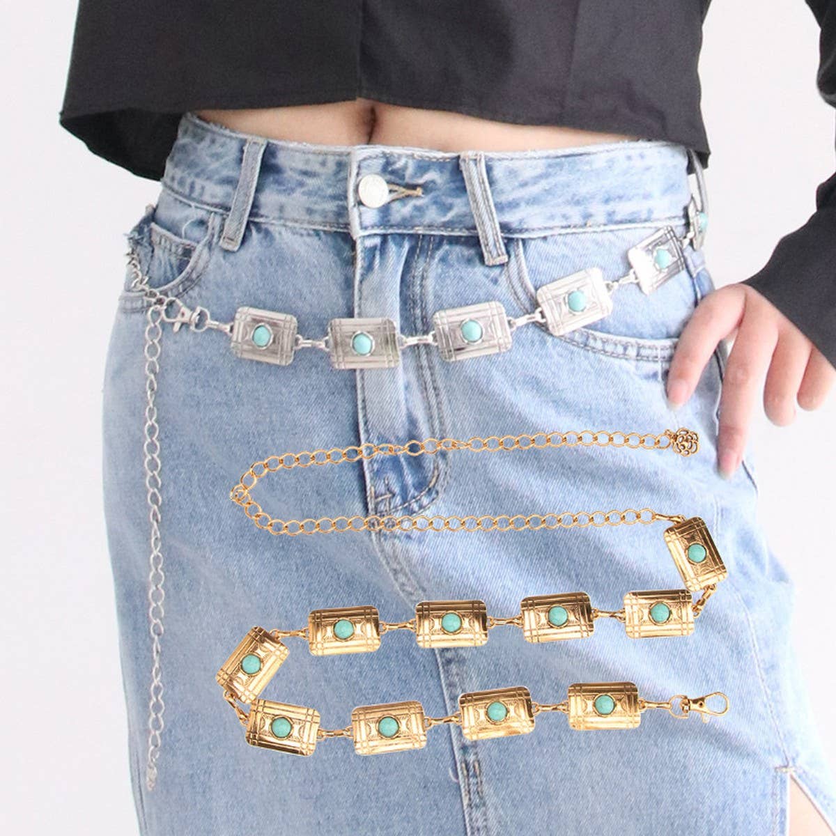 VINTAGE TURQUOISE CHAIN BELTS