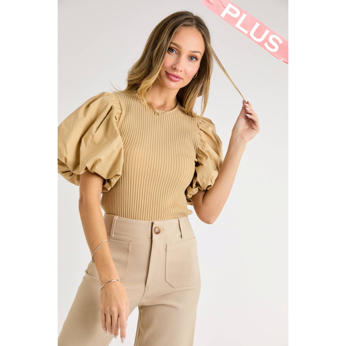 Poplin Bubble Sleeve Top