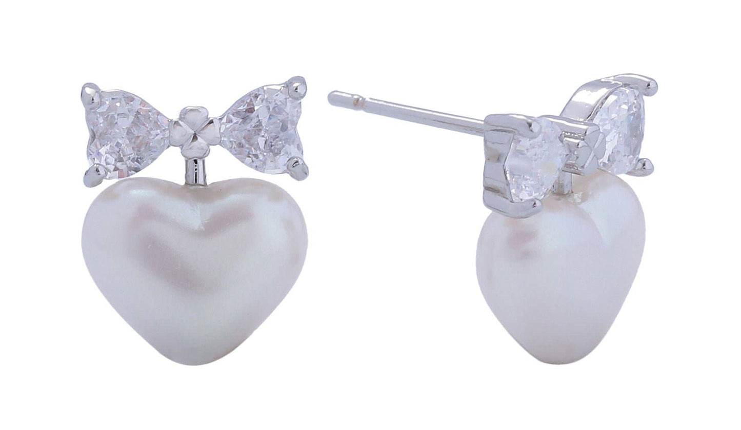 Ribbon Tied Heart Post Earrings