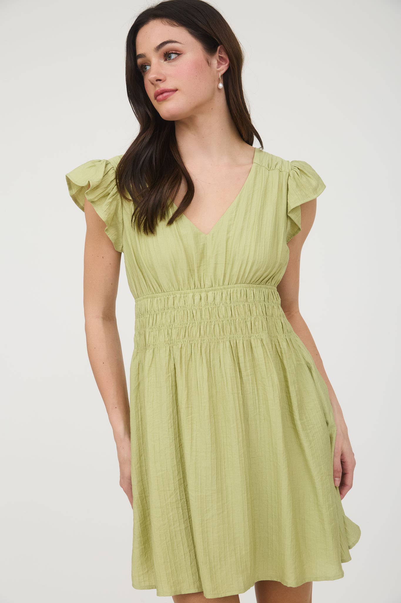 RUFFLE SLEEVE MINI DRESS