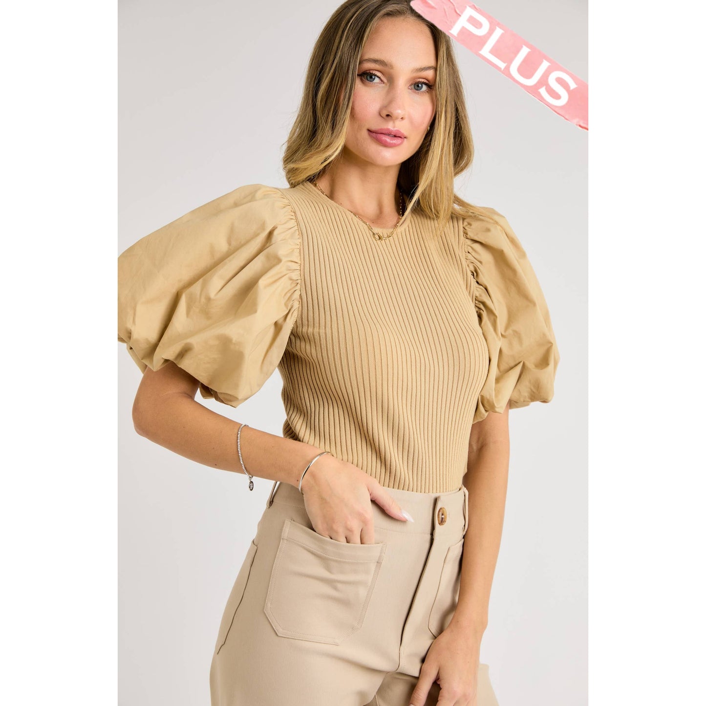 Poplin Bubble Sleeve Top