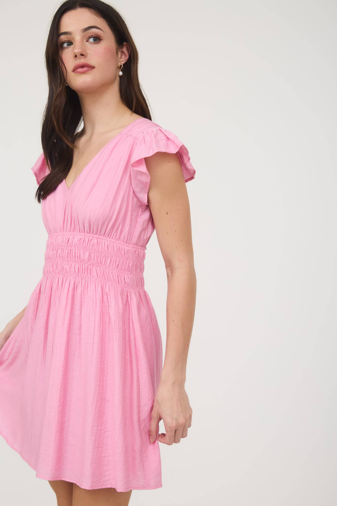 RUFFLE SLEEVE MINI DRESS