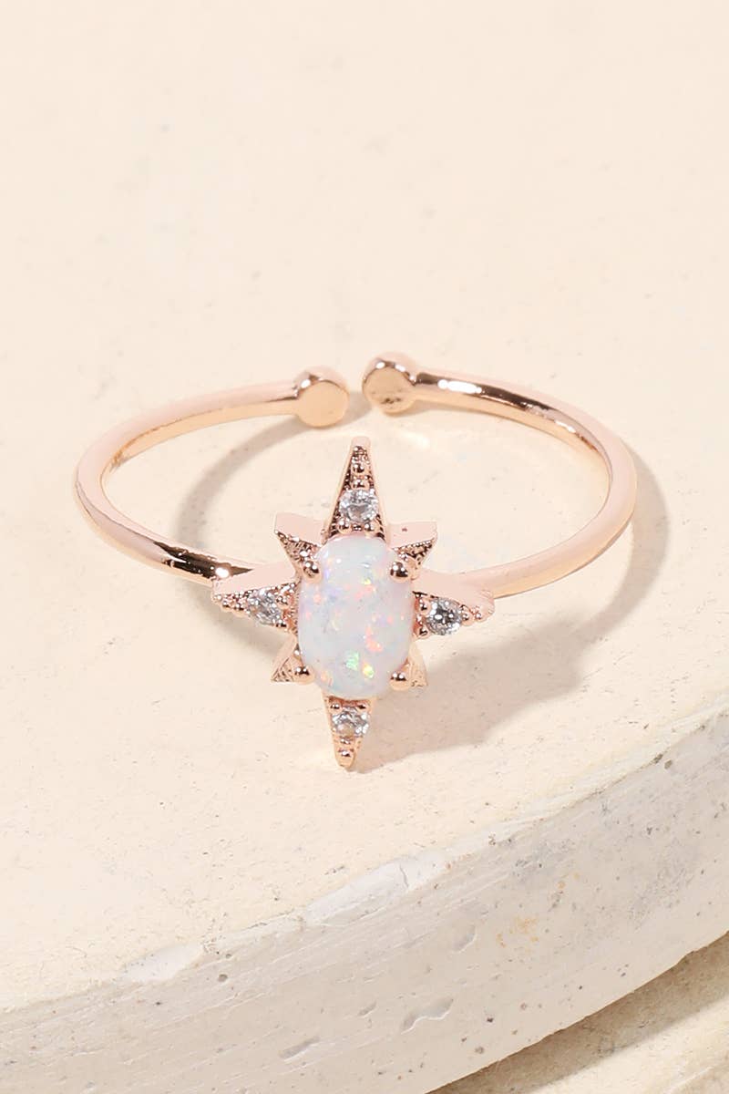 Opal Star Adjustable Ring