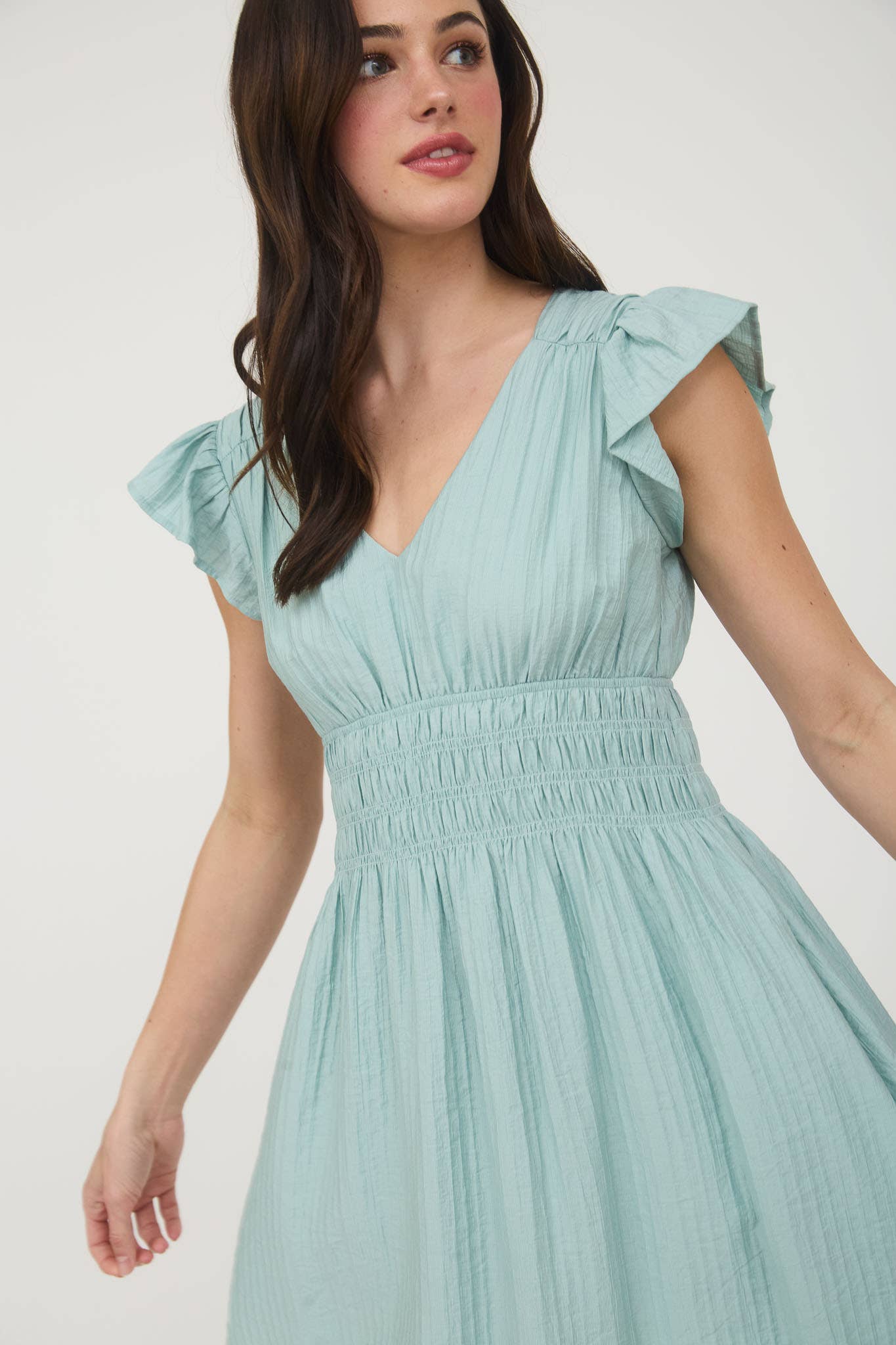 RUFFLE SLEEVE MINI DRESS