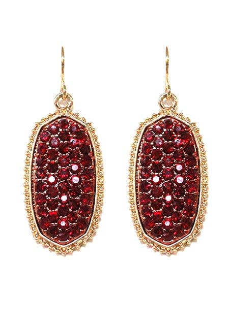 Pave Rhinestone Oval Hexagon Drop Earrings