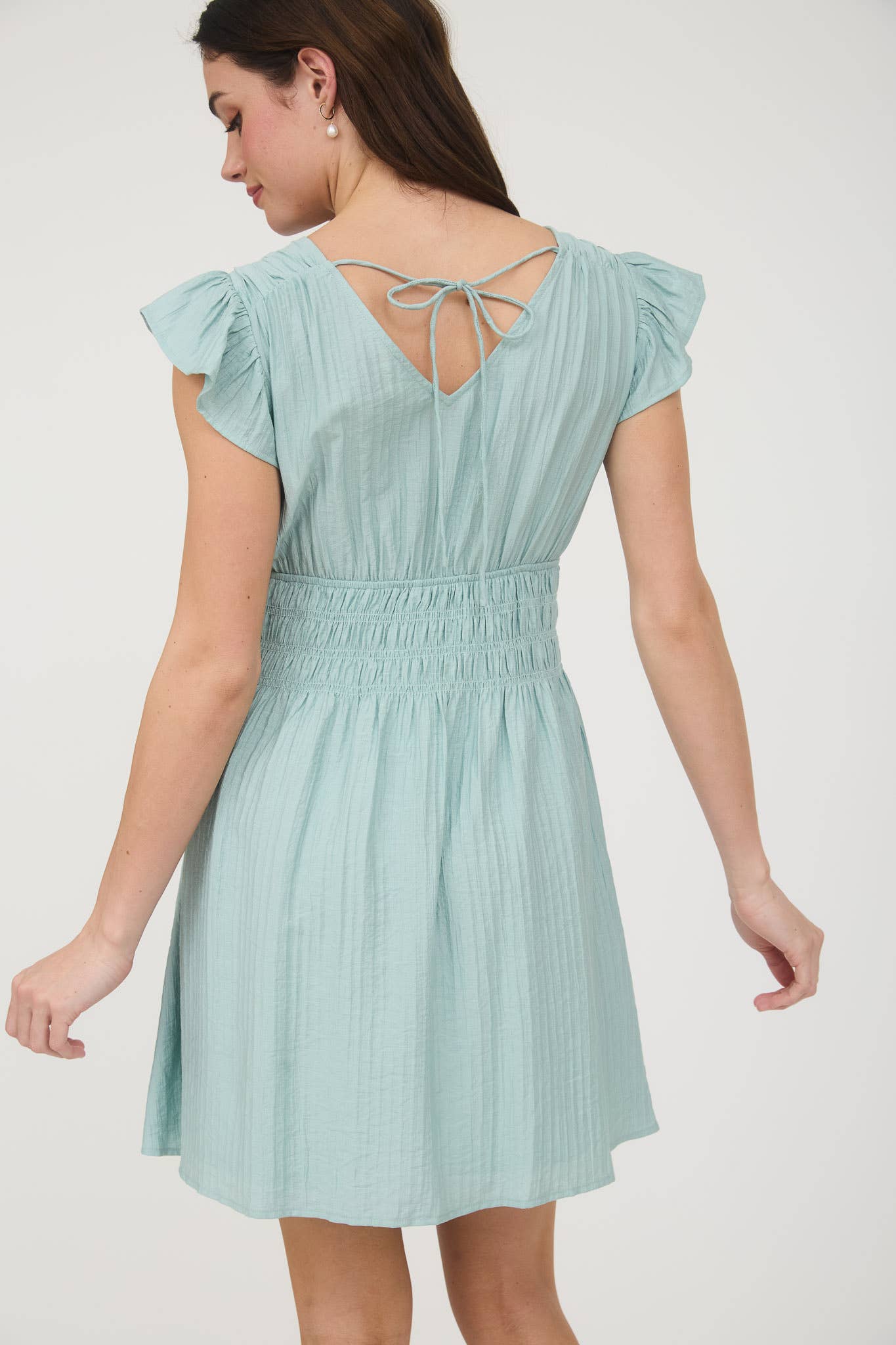RUFFLE SLEEVE MINI DRESS