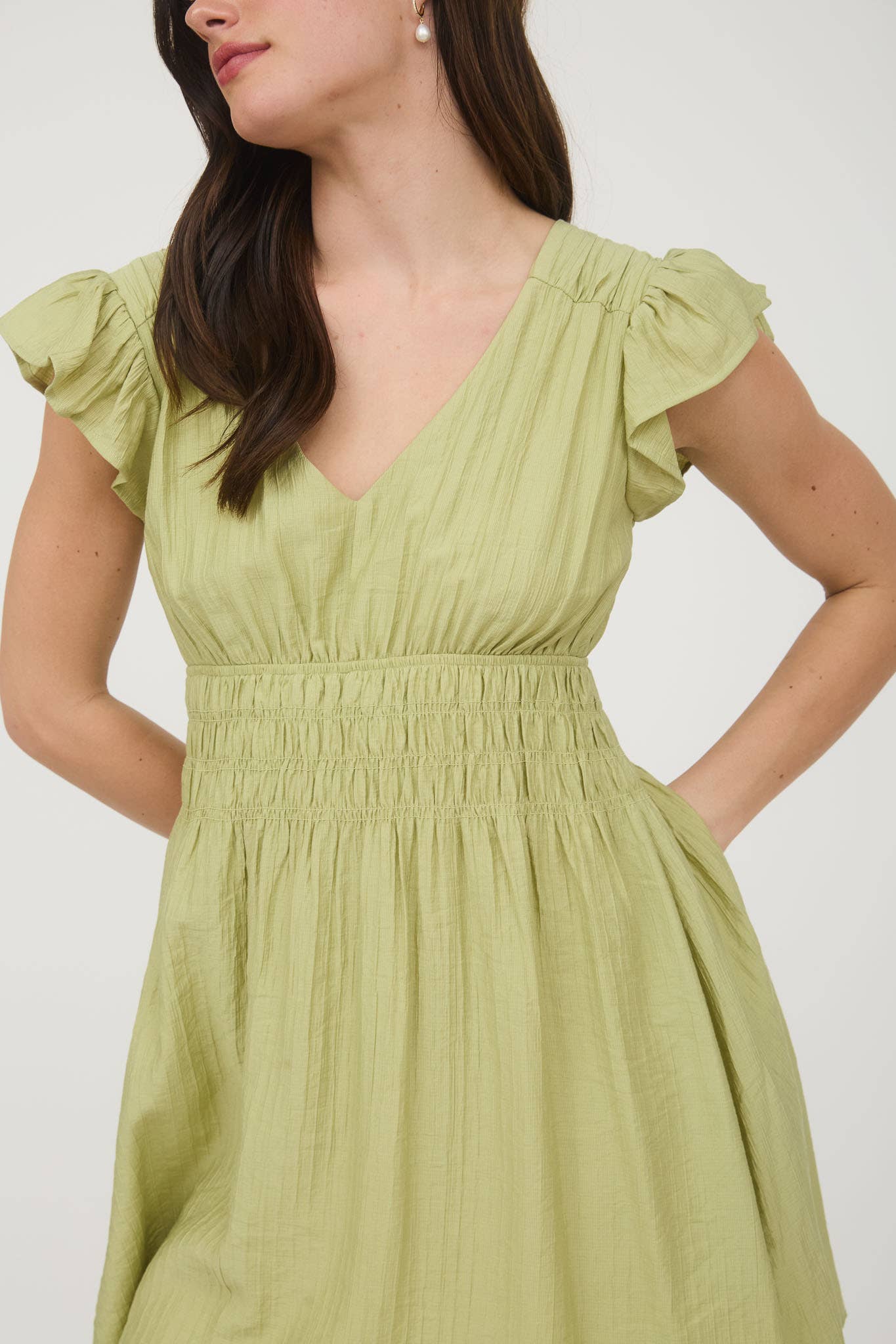 RUFFLE SLEEVE MINI DRESS