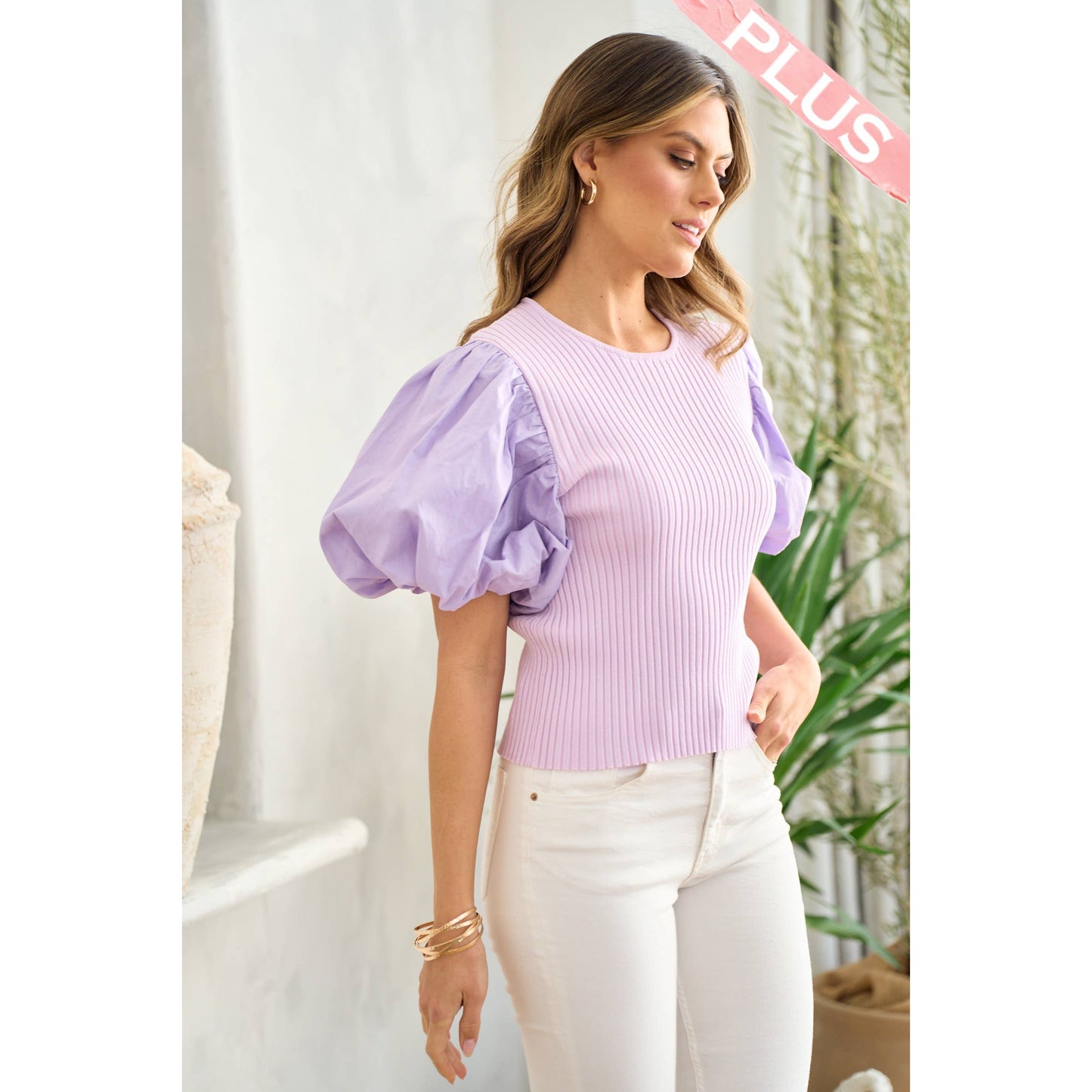 Poplin Bubble Sleeve Top