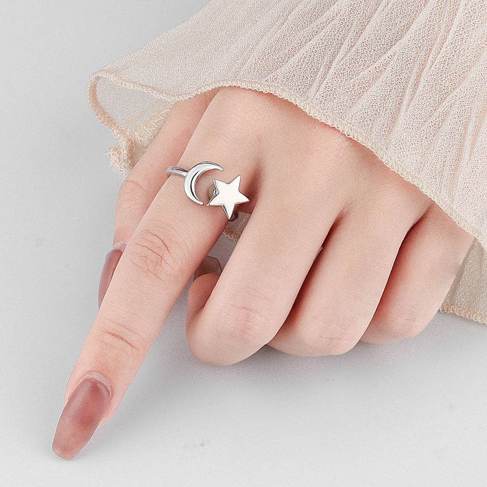 Moon Star Spinner Ring