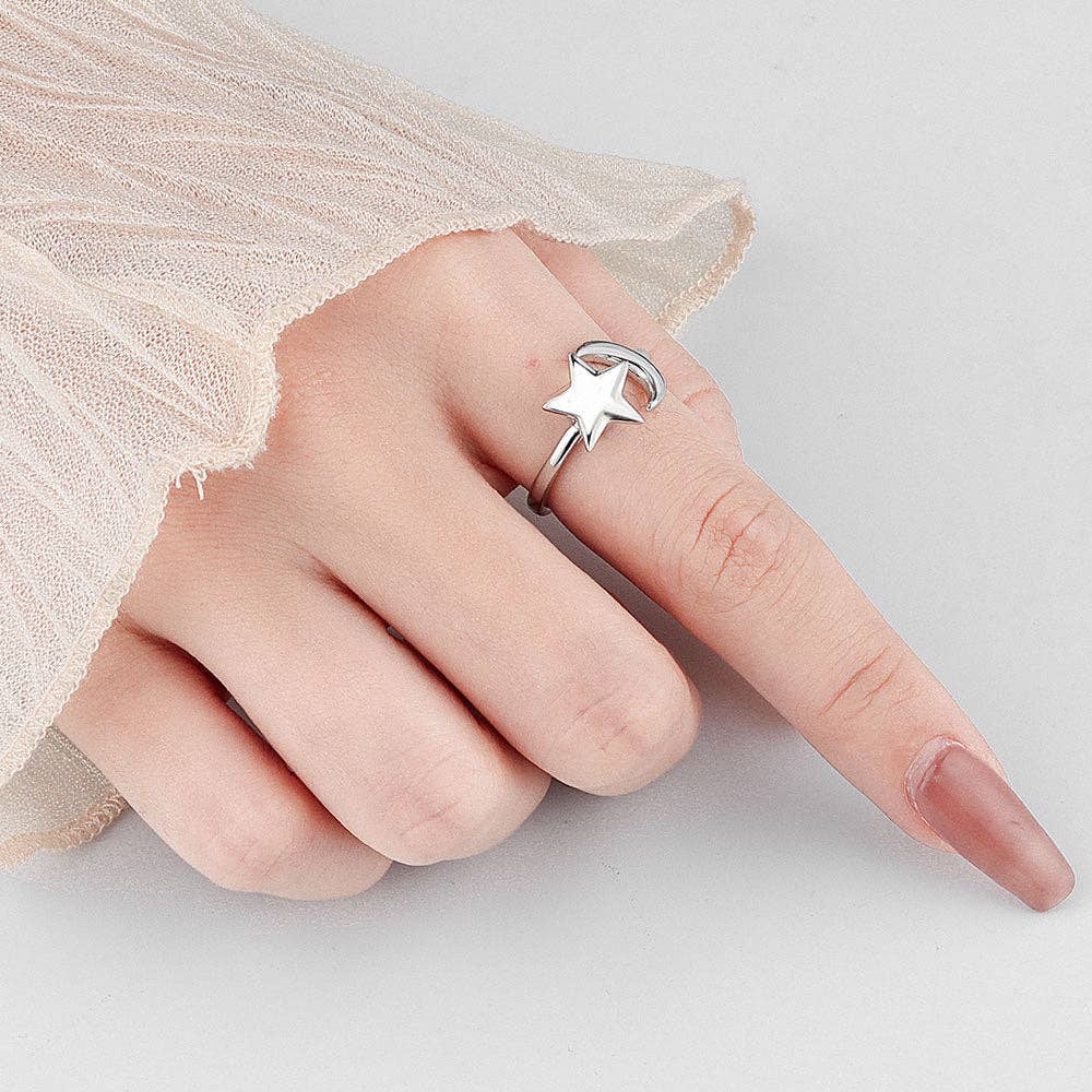 Moon Star Spinner Ring
