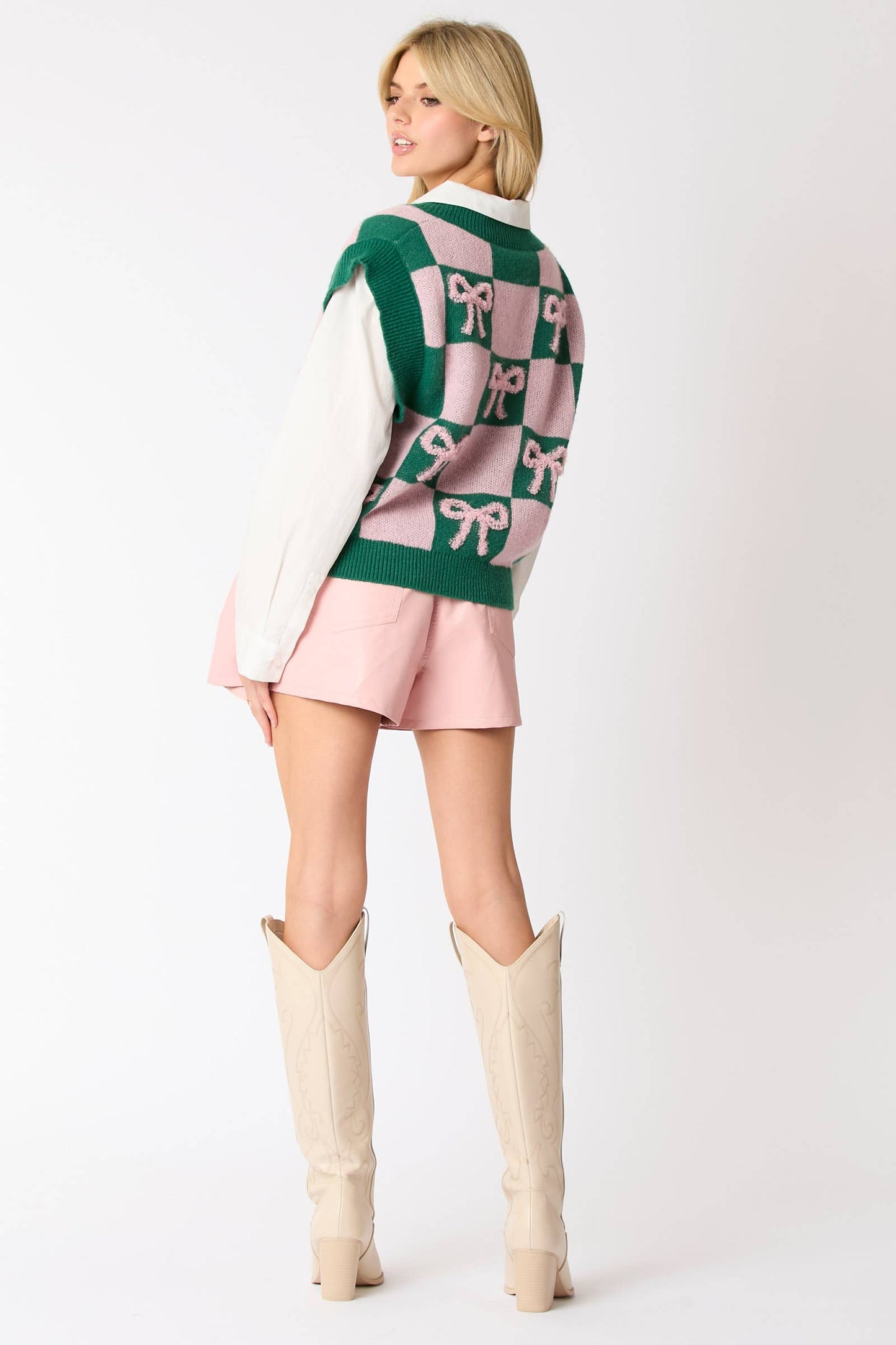 Ivory Leather Shorts