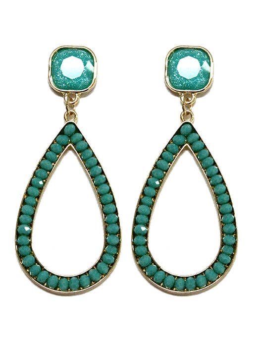 Gemstone Post Teardrop Dangle Earrings