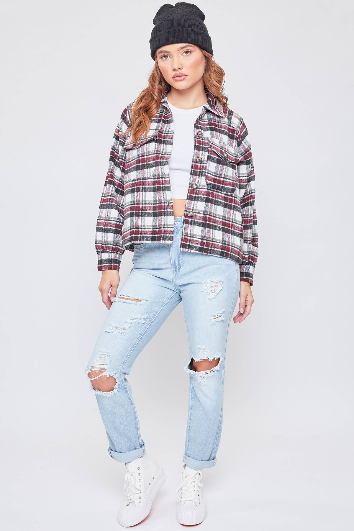 Crop Plaid Shacket