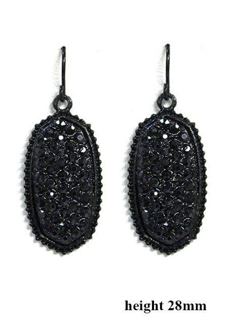 Pave Rhinestone Oval Hexagon Drop Earrings