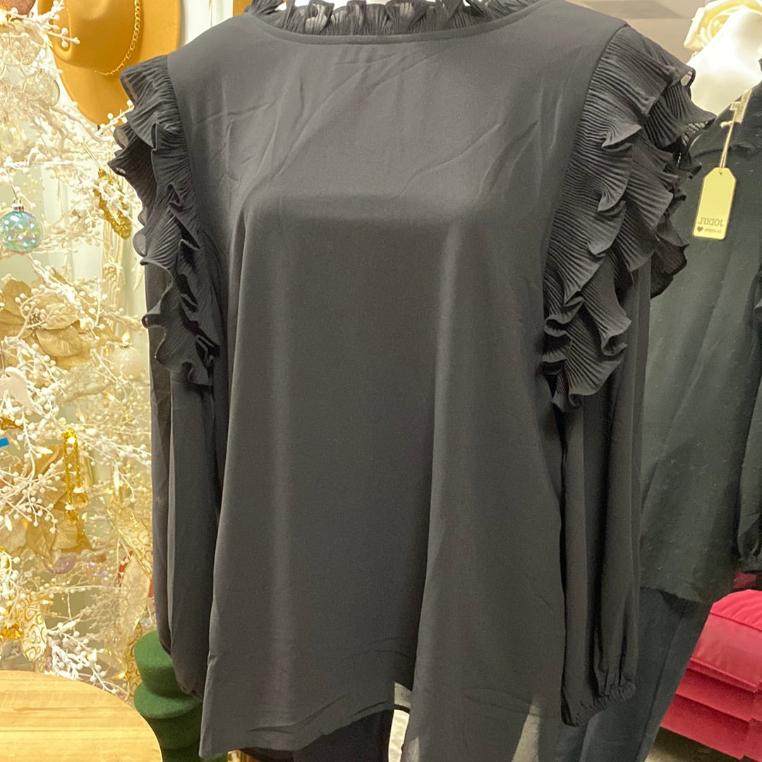 Black Ruffle Sleeve