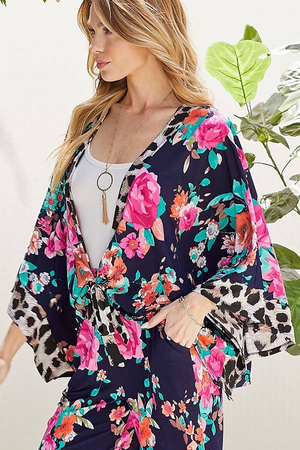 MIX PRINT KIMONO TOP