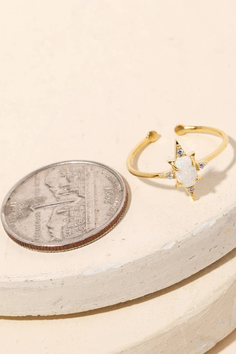 Opal Star Adjustable Ring