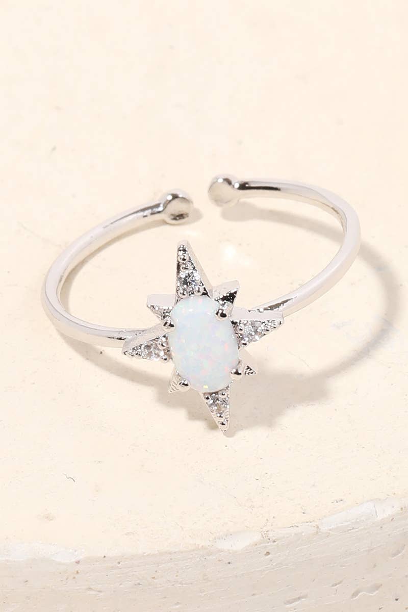 Opal Star Adjustable Ring