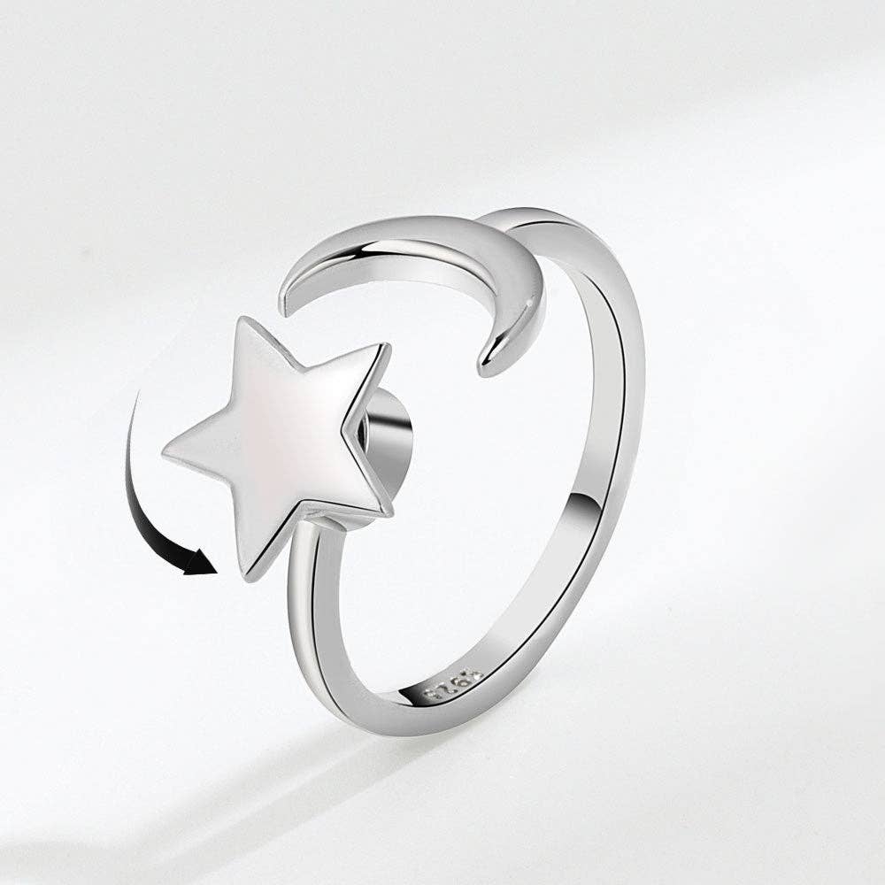 Moon Star Spinner Ring