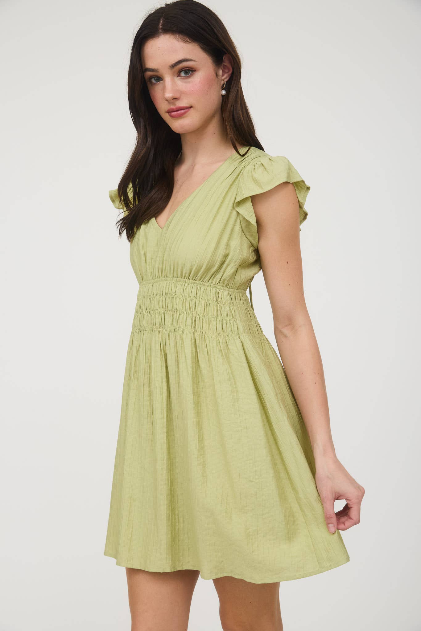 RUFFLE SLEEVE MINI DRESS