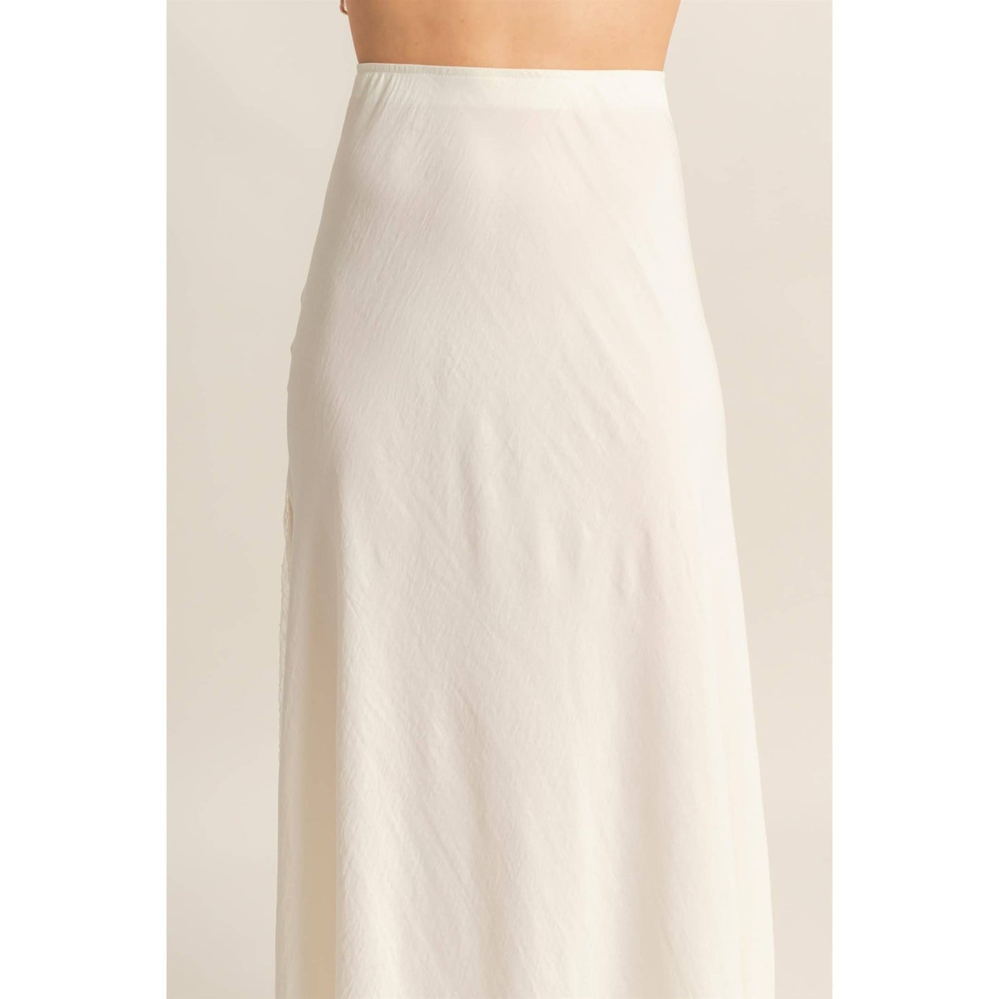 Lace Detail Satin Maxi Skirt