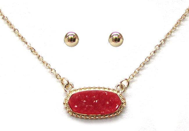 Eloise Druzy Oval Pendant Necklace