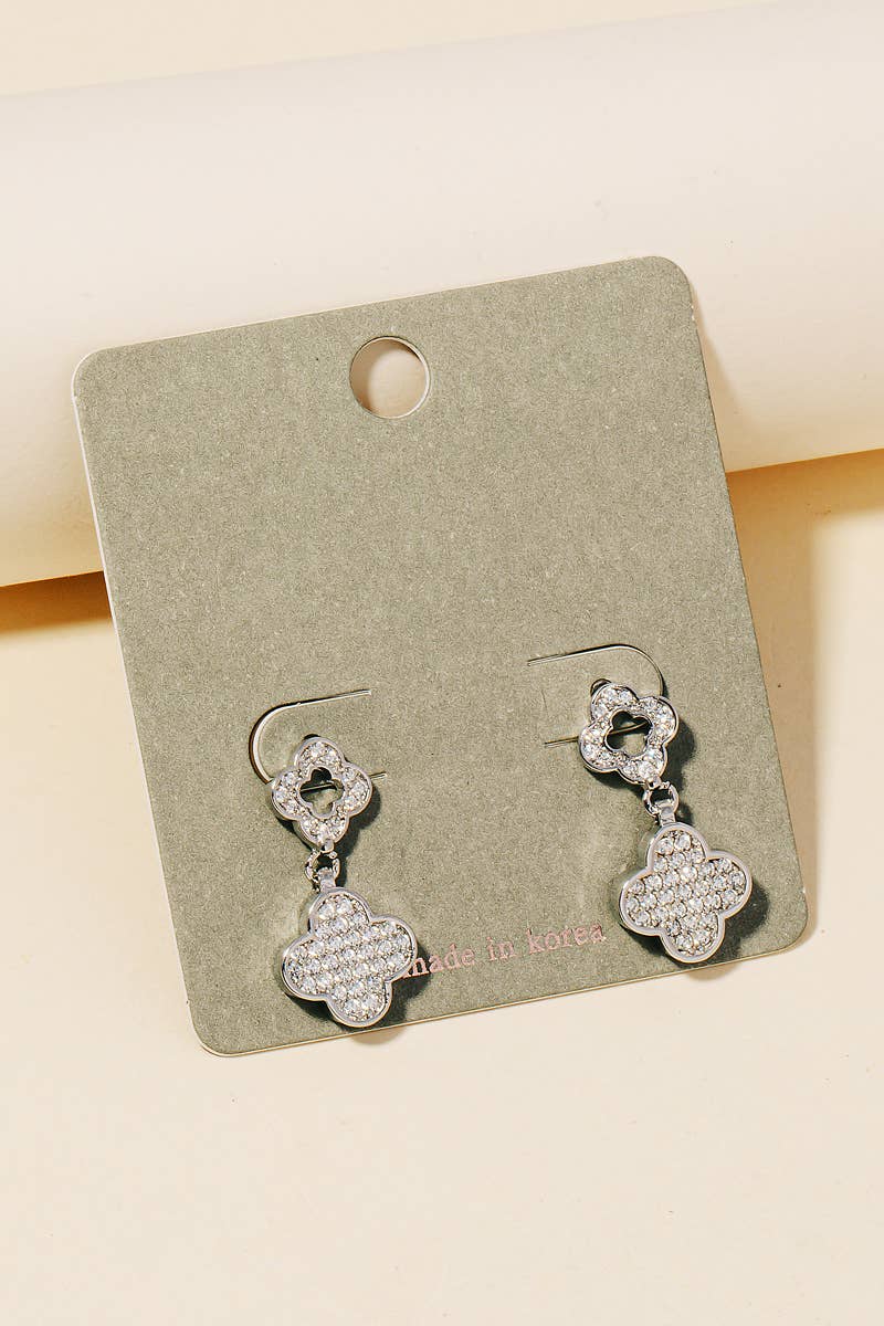 Mini Pave Clover Drop Earrings