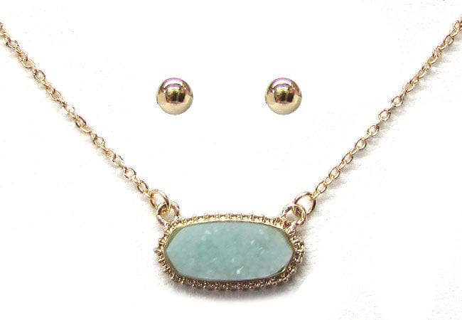 Eloise Druzy Oval Pendant Necklace