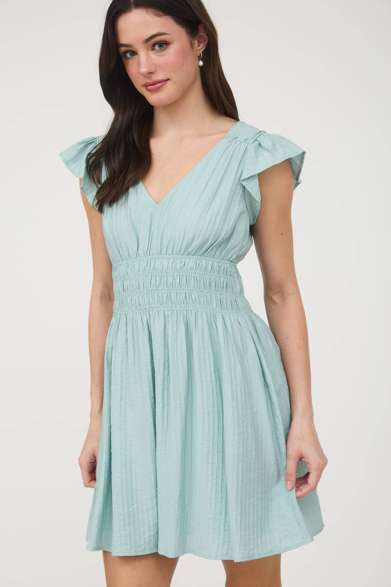 RUFFLE SLEEVE MINI DRESS