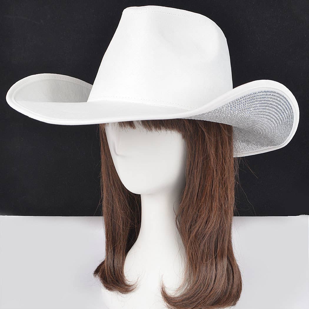 Faux Wool Hot Fix Rhinestone Cowboy Hat