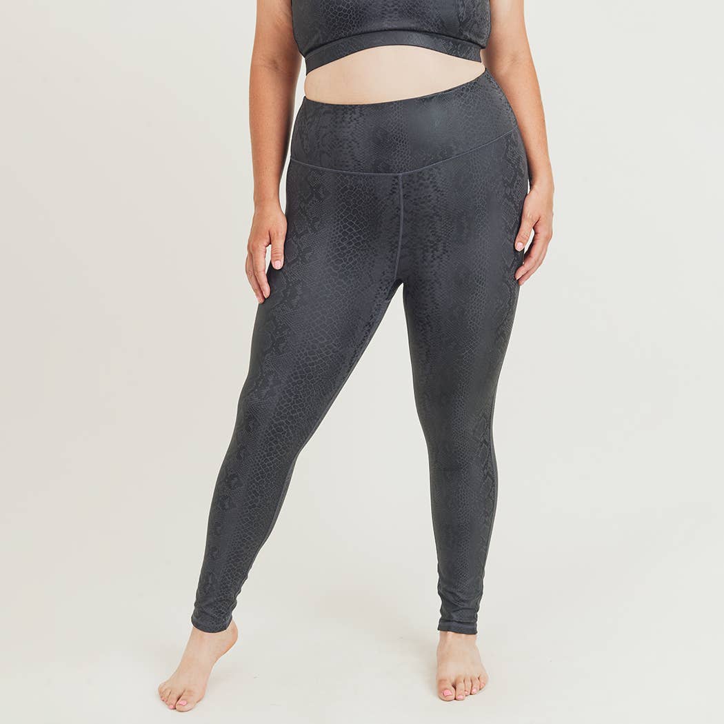 CURVY Black Snake Foil Highwaist Leggings