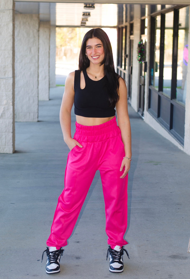 Pink high-rise joggers