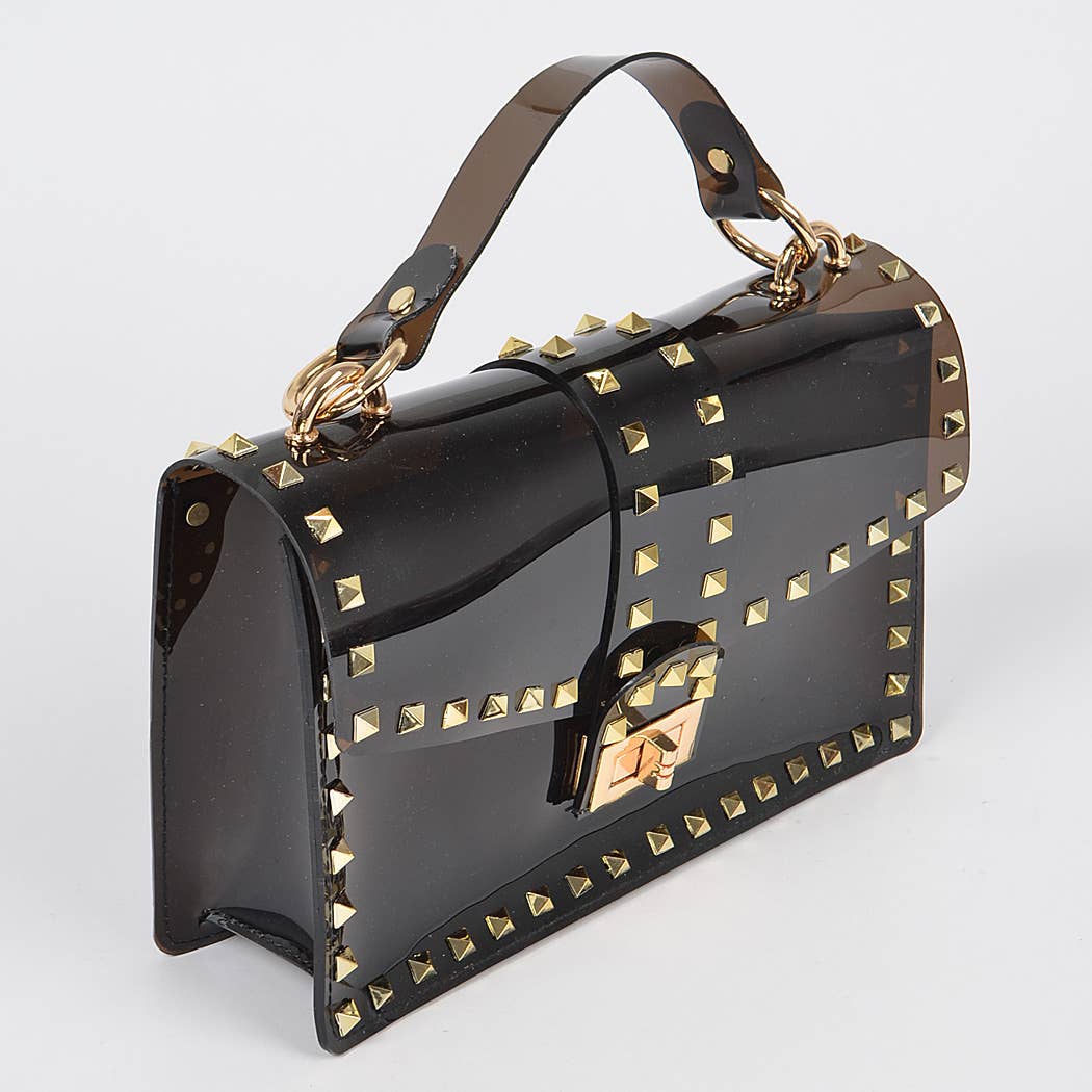 Studded Colorful Transparent Clutch