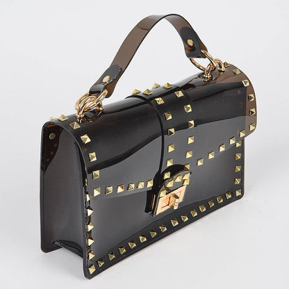 Studded Colorful Transparent Clutch