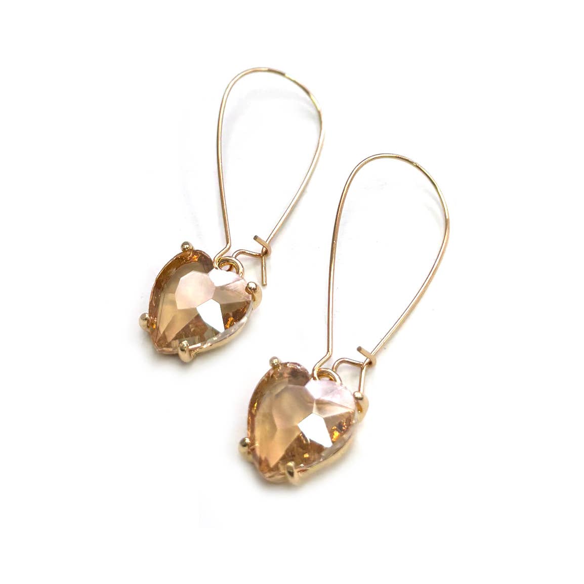 Heart Glass Charm with Kidney Wire Dangle Earrings