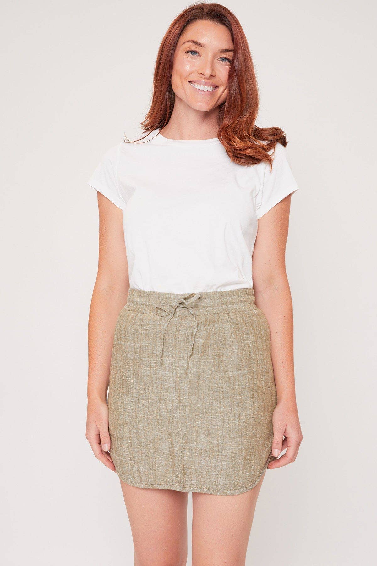 Olive Linen Skort