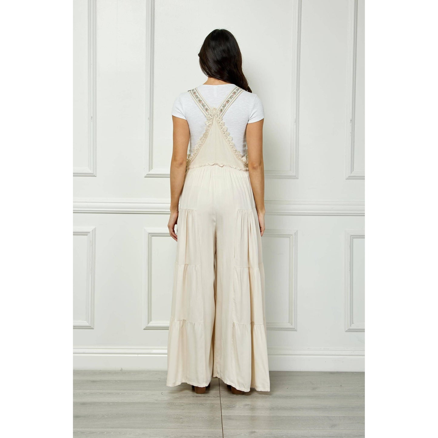 Embroidered Strap Flowy Jumpsuit