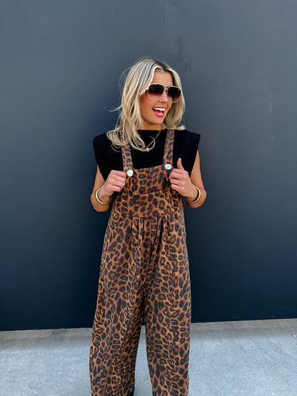 CHEETAH KARLI BOHO OVERALLS