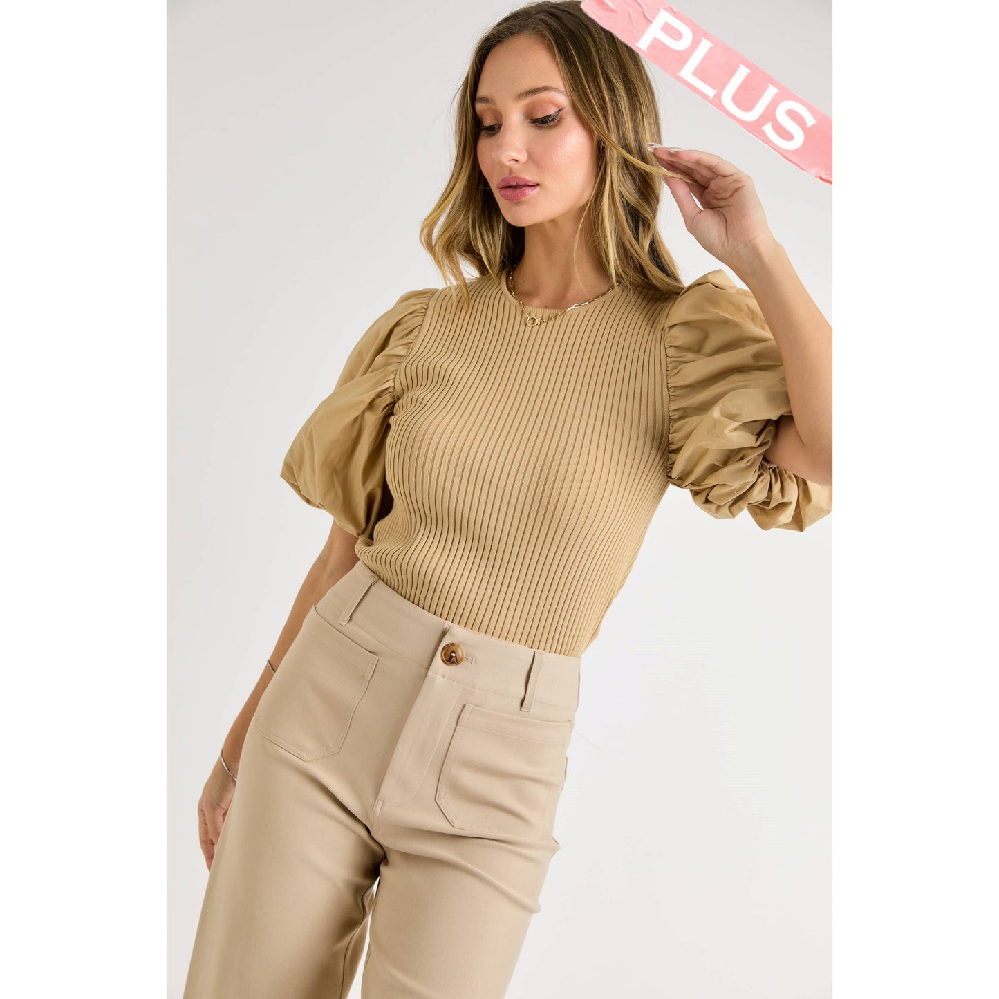 Poplin Bubble Sleeve Top