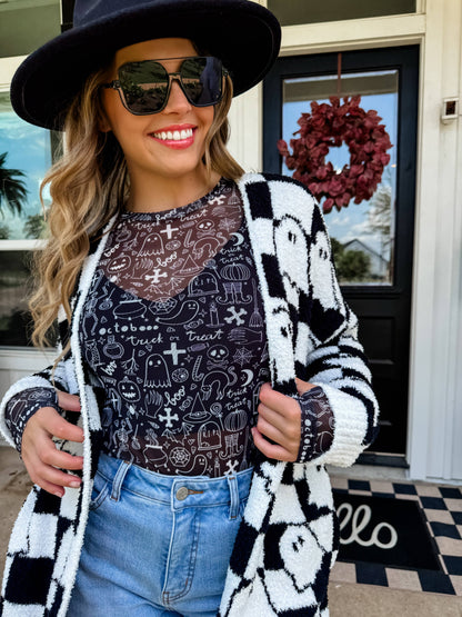 SPOOKY HALLOWEEN MESH TOP