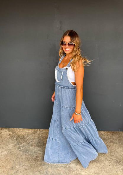BOHO & LACE DENIM OVERALLS